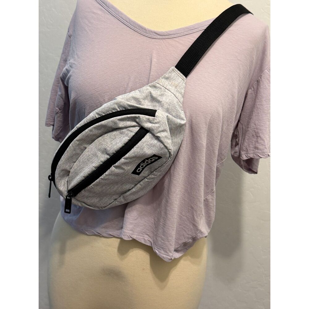 Adidas Casual Waist Bag / Crossbody Sling Travel Pack - Heathered Grey & Black